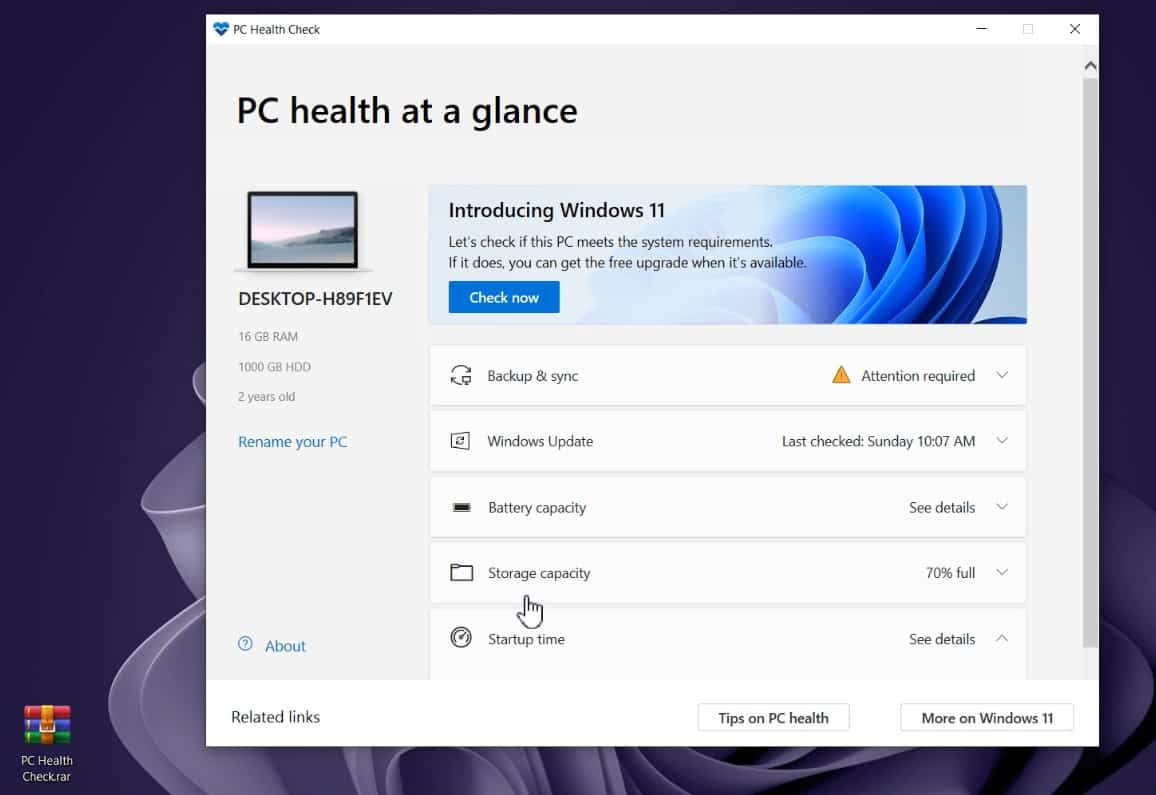 how to download pc health check