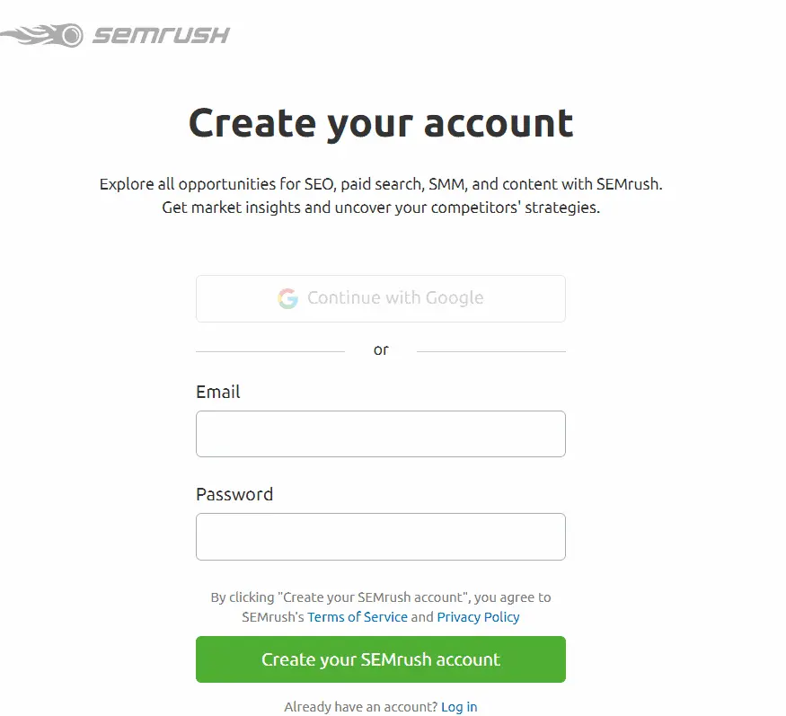 create-account-SEMrush-free